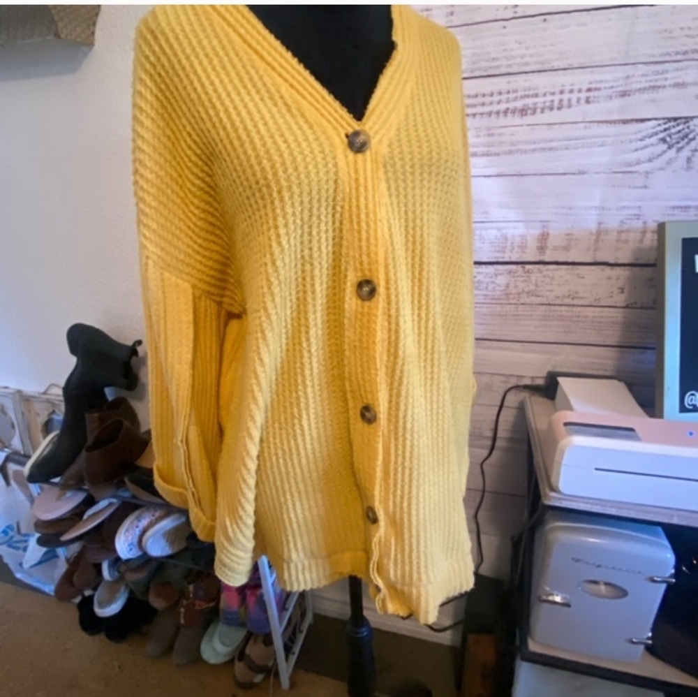 Umgee Sunny Gold Women's Waffle Knit  Cardigan
